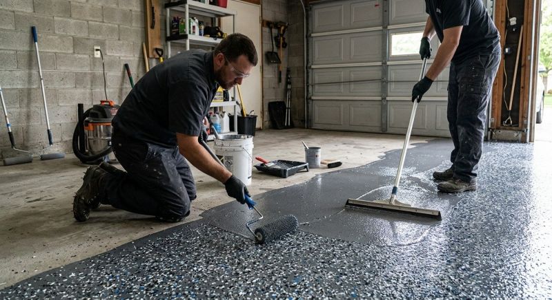 Speckled Garage Floor Painting in Greensboro, NC